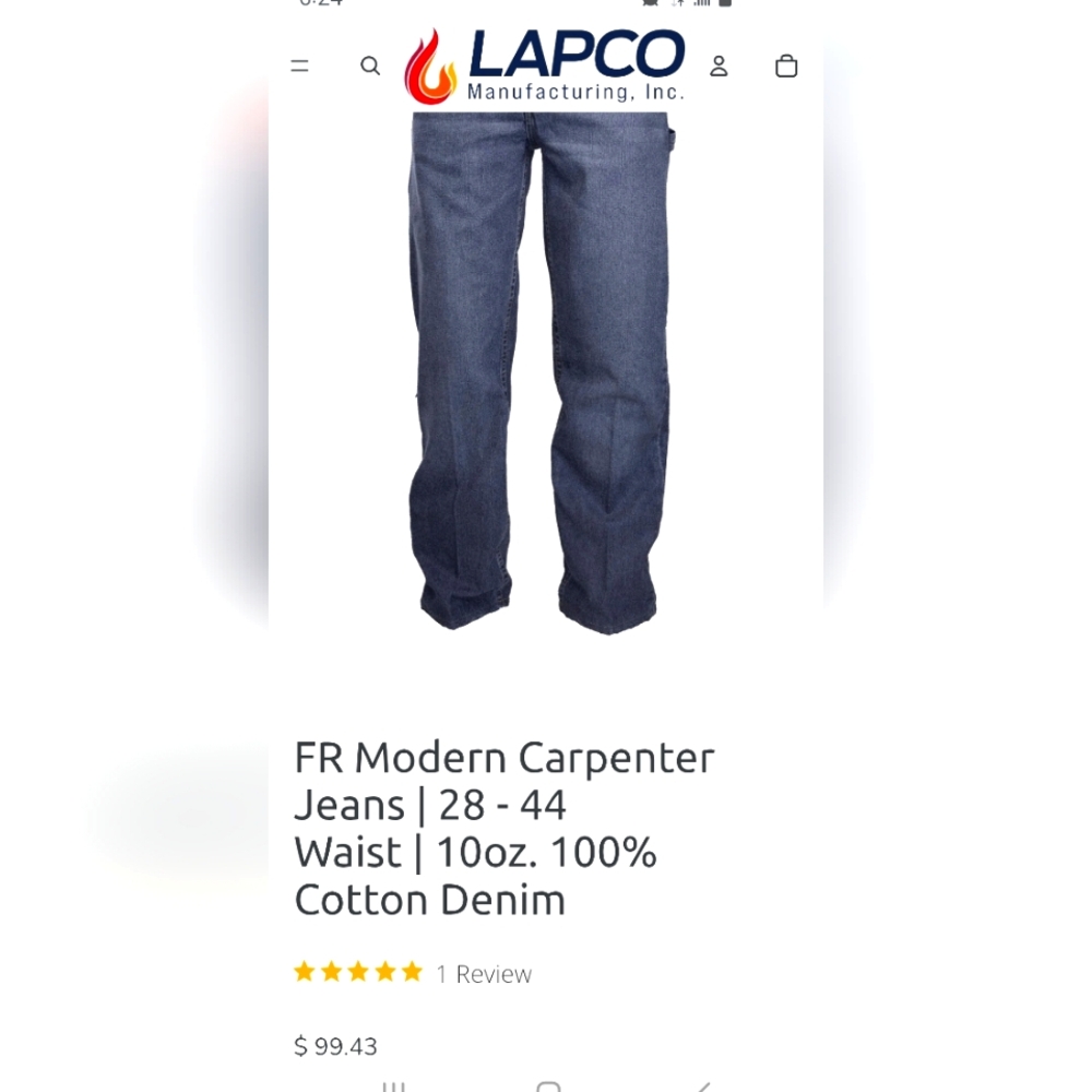 Flame Resistant LAPCO CARPENTER STYLE JEANS